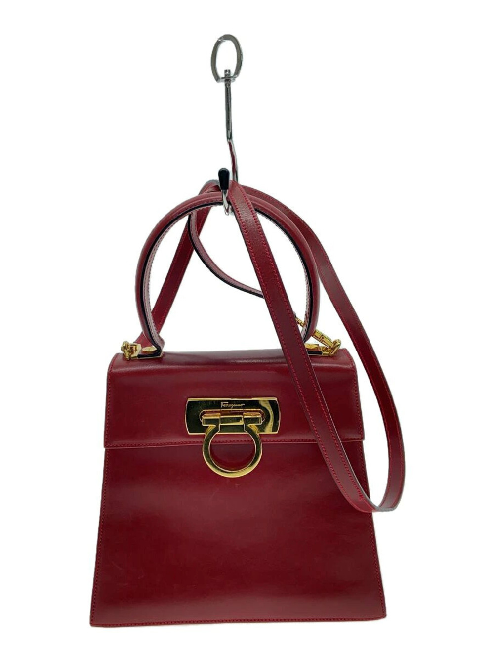 Salvatore Ferragamo Gancini Handbag Leather RED